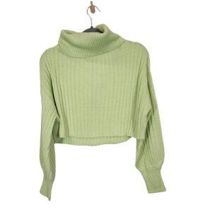 NWT Streetwear Society Cropped Turtleneck Sweater in Green - Size Small‎